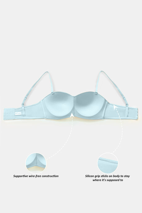Zivame Innovation Padded Non Wired 3/4Th Coverage Strapless Bra - Tanager Turquoise — image 9